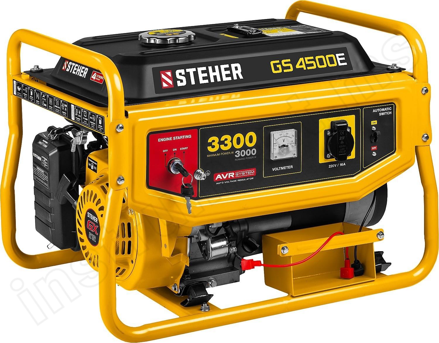 STEHER  3300 Вт, бензиновый генератор с электростартером (GS-4500E) - фото 1