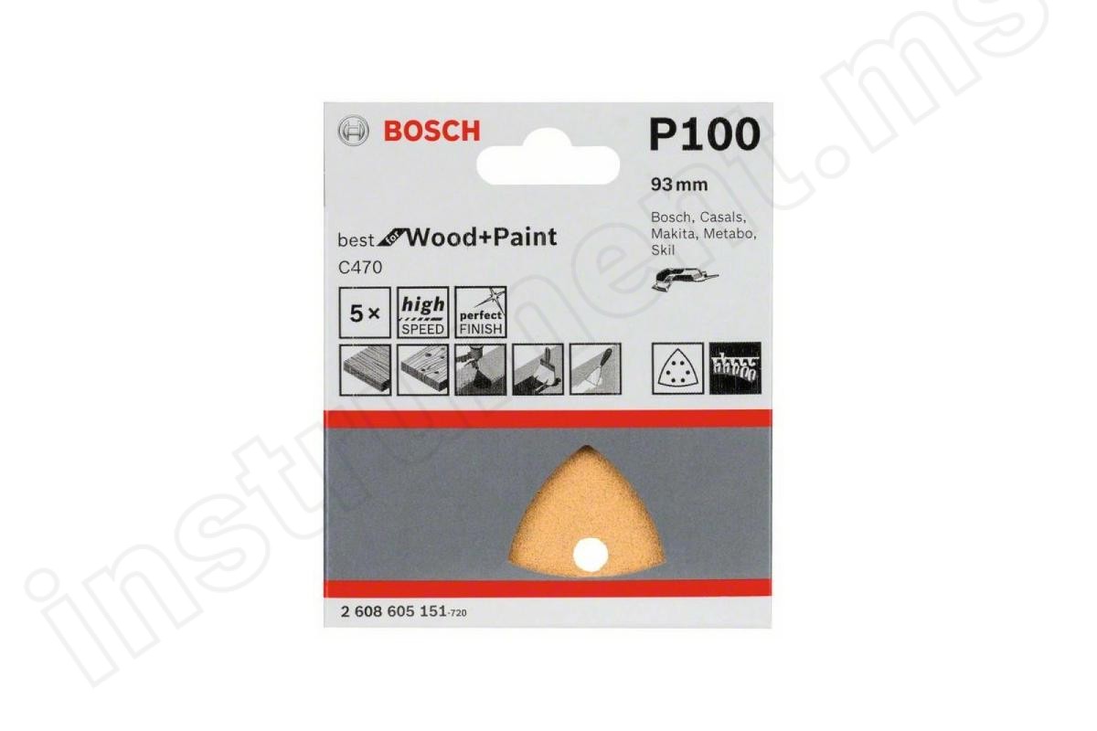 Шлифлист Bosch P100, 5шт, 93 мм   арт.2608605151 - фото 2
