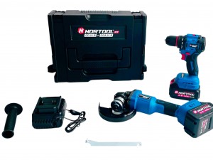 Набор аккумуляторных инструментов Nortool шуруповёрт CD21B, угловая шлифмашина CGA21B, в кейсе - фото 6